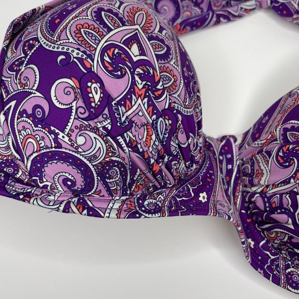 Old Navy Underwire Bikini Swim Top Purple Floral Paisley‎ Size XL Padded - Picture 4 of 7
